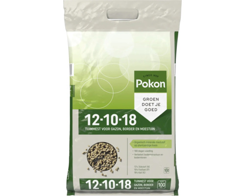 POKON Tuinmest 12-10-18 3,75 kg Pokon tuinmest 12-10-18 voor gazon, border en moestuin, organisch-minerale meststof voor 100 vierkante meter.