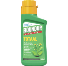 Roundup Onkruidvrij Totaal concentraat, 500 milliliter voor 220 vierkante meter, glyfosaatvrij, groene fles.