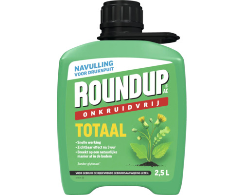 Roundup AC Onkruidvrij Totaal navulling voor drukspuit, 2,5 liter, zonder glyfosaat.