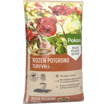 Pokon Bio Rozen Potgrond Turf-vrij 30 liter met rode rozen en 100 dagen voeding.