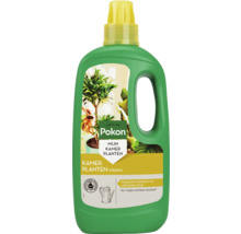 Pokon vloeibare kamerplantenvoeding in een groene fles met gele doseerdop en handvat.