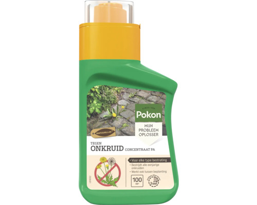 Pokon Tegen Onkruid Concentraat PA, onkruidbestrijding voor alle bestrating, voor 100 vierkante meter, zichtbaar effect binnen 3 uur.