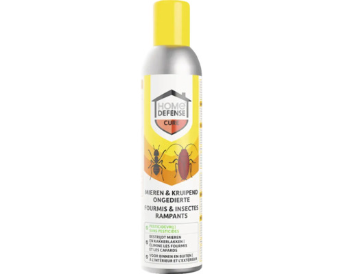 Home Defense Cure spray tegen mieren en kruipend ongedierte, pesticidevrij, voor gebruik binnen en buiten.