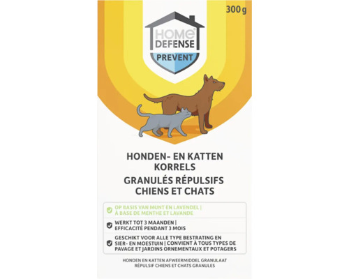 Honden- en katten korrels, afweermiddel granulaat, 300 gram, Home Defense Prevent, voor bestrating en tuin.