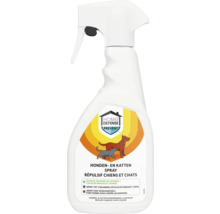 Home Defense Prevent honden- en kattenspray in een witte spuitfles, op basis van munt en lavendel, ook effectief tegen marters.