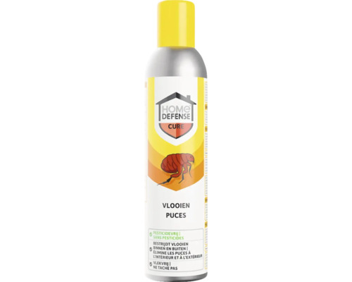 Home Defense Cure spuitbus tegen vlooien, pesticidevrij, voor gebruik in binnen- en buitenruimtes.