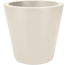 Conische bloempot van glanzend keramiek in lichtbeige.