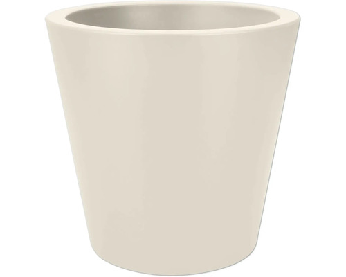 Conische bloempot van glanzend keramiek in lichtbeige.