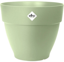 Groene Elho bloempot van kunststof in ronde vorm met Elho Logo.