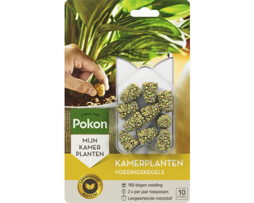 Pokon Kamerplanten Voedingskegels, langwerkende meststof voor 180 dagen voeding, 10 stuks.