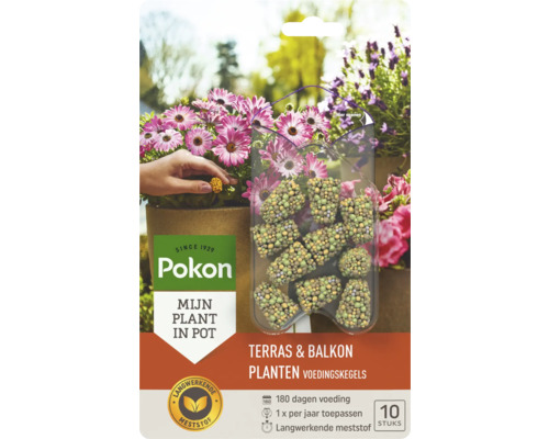 Pokon Terras en Balkon Planten voedingskegels, 10 stuks, voor 180 dagen langwerkende voeding voor planten in potten.