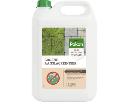 Pokon Groene Aanslagreiniger 5 liter can voor het verwijderen van algen en groene aanslag op terrassen, bestrating en muren.