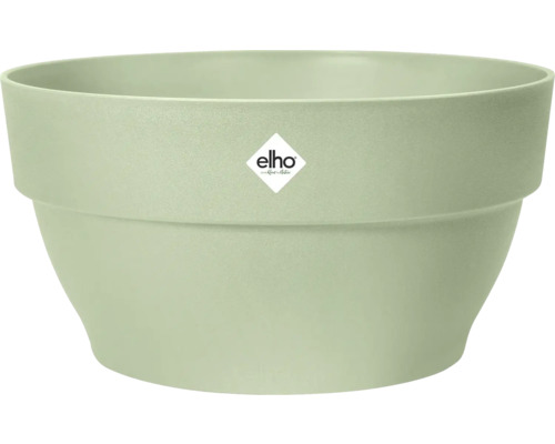 Ronde groene Elho plantschaal van kunststof.