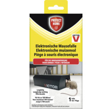 Victor Protect Home elektronische muizenval voor binnenshuis, duurzame werking, voor maximaal 100 muizen, werkt op vier AA batterijen.