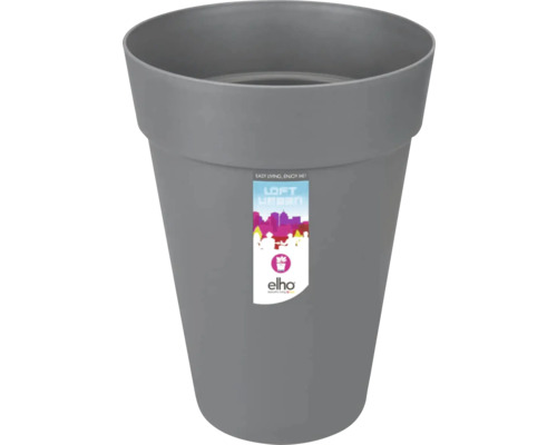 Ronde bloempot elho Loft Urban van kunststof in de kleur antraciet.