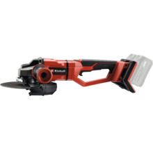 Einhell accu haakse slijper Professional met koolborstelloze motor, extra handgreep en beschermkap.