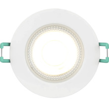 Ronde LED-inbouwspot in wit met een gestructureerde reflector en montageklemmen aan de zijkant.