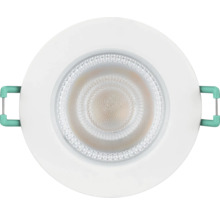 Ronde LED-inbouwspot met wit frame en gestructureerde lens.