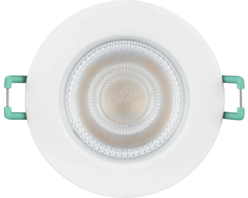 Ronde LED-inbouwspot met wit frame en gestructureerde lens.