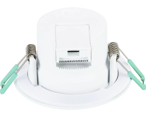 Witte LED-inbouwspot met montageklemmen aan de zijkant.