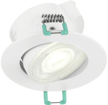 Kantelbare witte ronde LED-inbouwspot met bevestigingsveren.