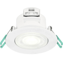LED-inbouwspot in wit met montageveren aan de zijkant voor plafondmontage.