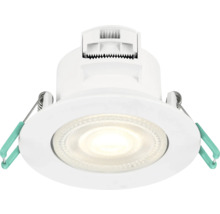 Witte ronde LED inbouwspot met bevestigingsveren voor plafondmontage.