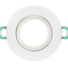 Ronde LED-inbouwspot in het wit met montageklemmen aan de zijkant.