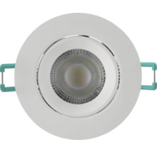 Ronde LED-inbouwspot in wit met zijklemmen voor plafondmontage.