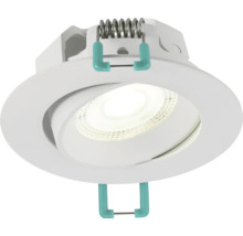 Kantelbare LED-inbouwspot met ronde witte omlijsting en montageveren.