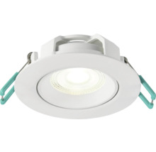 Ronde LED inbouwspot met montageklemmen aan de zijkanten voor plafondinstallatie.