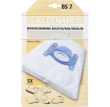 Kleenair stofzuigerzakken BS 7 van microvezel voor Bosch en Siemens modellen, verpakking met 5 stuks en 1 filter.
