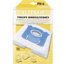 Kleenair PH 6 stofzuigerzakken van microvezel, geschikt voor Philips Mobilo en Sydney, set van 5 zakken en 1 filter.