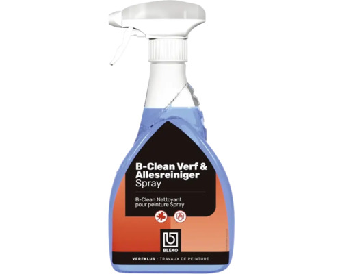 Bleko B-Clean Verf- en allesreiniger spray in een transparante spuitfles voor schilderklussen.