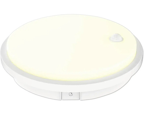 Ronde LED-plafondlamp met bewegingssensor van kunststof in wit.