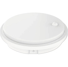 Ronde witte LED-plafondlamp met bewegingssensor.