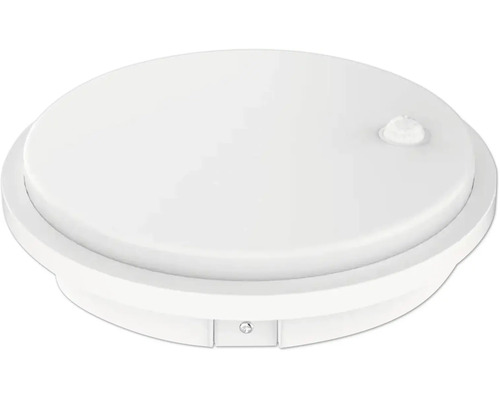 Ronde witte LED-plafondlamp met bewegingssensor.