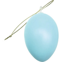 Blauw paasei met ophanglus voor paasdecoratie.