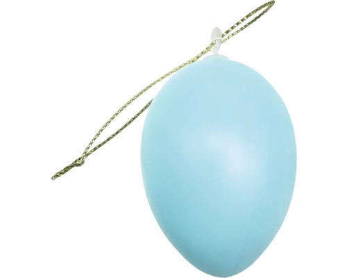 Blauw paasei met ophanglus voor paasdecoratie.
