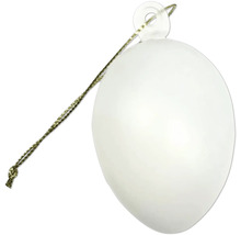 Wit paasei van kunststof om op te hangen met gouden koord.