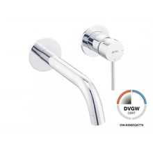 AVITAL wandwastafelkraan, verchroomd, met gebogen uitloop en eenhendelmengkraan, DVGW gecertificeerd.