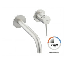 Avital inbouw wastafelkraan in rvs-look geborsteld met aparte uitloop en hendel, DVGW gecertificeerd.