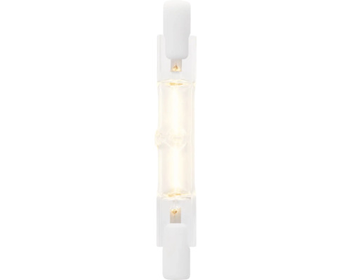 Transparante LED-steeklamp in langwerpige vorm met zichtbare gloeidraad.