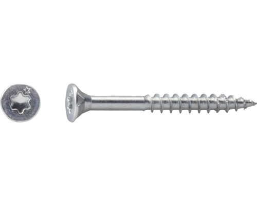 Houtschroef met verzonken kop, Torx-aandrijving en deeldraad.