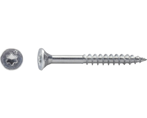 Houtschroef met verzonken kop, Torx-aandrijving en deeldraad.