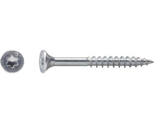 Verzonken schroef met Torx-aandrijving en deeldraad van verzinkt staal.