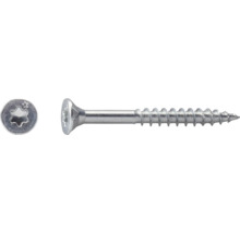 Metalen schroef met verzonken kop, deeldraad en Torx-kop.