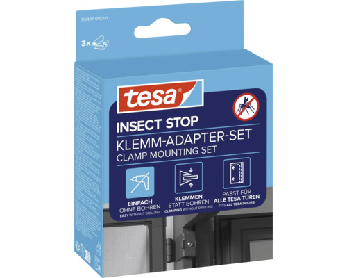 tesa Insect Stop klemmontageset voor insectenhorren, montage zonder boren, 3 stuks