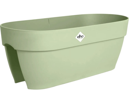 Balkonbak van kunststof voor de reling met Elho Logo.