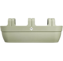 Balkonbak van kunststof met geïntegreerde houder voor reling en elho Logo.